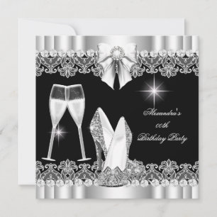 Glitzer Glamour Hi Heelses Silver Black Champagne Einladung