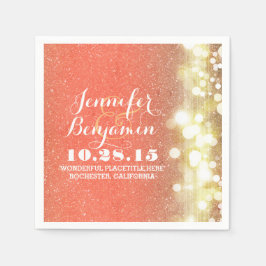 Glitzer-Glamoure mit String-Lichtern, pfirsich und Serviette