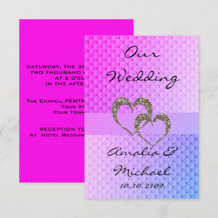 Glitzer glänzen zwei Herzen Hochzeit Liebe perso Einladung