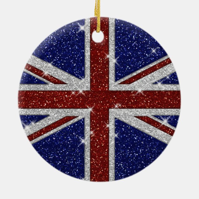 Glitzer-glänzende Schein-Gewerkschafts-Jack-Flagge Keramikornament (Hinten)