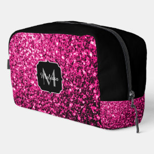 Glitzer-Glitzern-Imitat-Schwarz Monogramm Waschbeutel