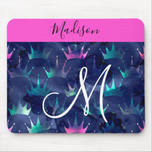 Glitzer Glitzern Mermaid Crowns Monogram Mousepad