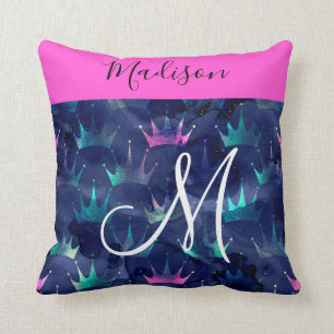 Glitzer-Glitzern Mermaid Crowns Monogramm Kissen