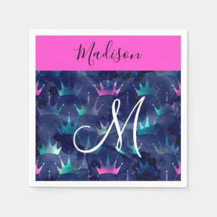 Glitzer-Glitzern Mermaid Crowns Monogramm Serviette