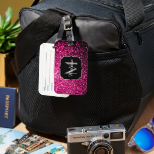 Glitzer-Glitzern mit hellrosa Imitaten Gepäckanhänger