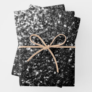 Glitzer Glitzern mit Schwarz-Weiß-Imitat Geschenkpapier Set