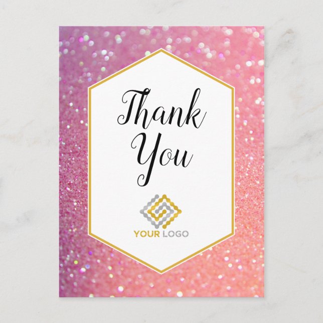 Glitzer Glitzern Vielen Dank für Ihr Logogeschäft Postkarte (Vorderseite)