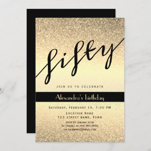 Glitzer Gold 50. Geburtstag Einladung