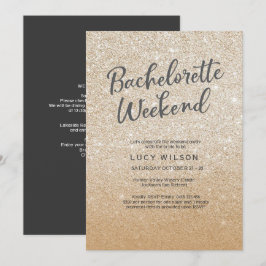 Glitzer Gold Bachelorette Wochenende Einladung