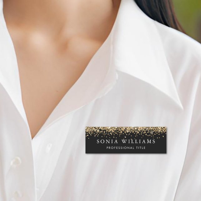 Glitzer Gold Beauty Business Beruflich Namensschild (Von Creator hochgeladen)