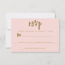 Glitzer Gold Blush Pink Hochzeit Einfache UAWG RSVP Karte
