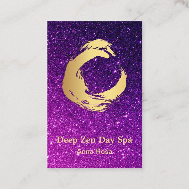 *~* Glitzer Gold Brush Reiki Medizin Zen Visitenkarte (Vorderseite)