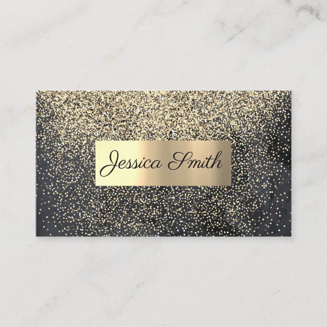 Glitzer Gold Confetti | Gold gegossene Metallic Visitenkarte (Vorderseite)