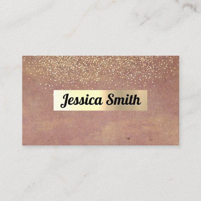 Glitzer Gold Confetti | Gold gegossene Metallic Visitenkarte (Vorderseite)