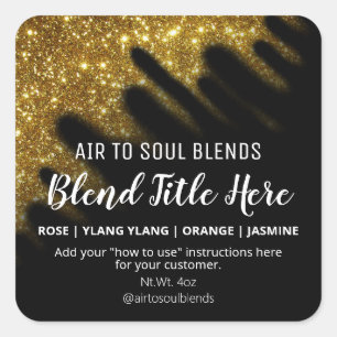 Glitzer Gold Essential Oil Blend Labels Quadratischer Aufkleber