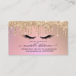 Glitzer Gold Eyelash Extension Loyalität Visitenkarte