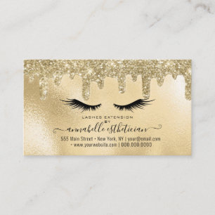 Glitzer Gold Eyelash Extension Loyalität Visitenkarte