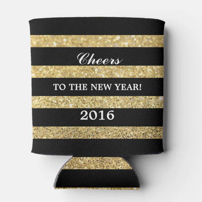 Glitzer Gold | Feiern zum neuen Jahr 2016 Dosenkühler (Rückseite)