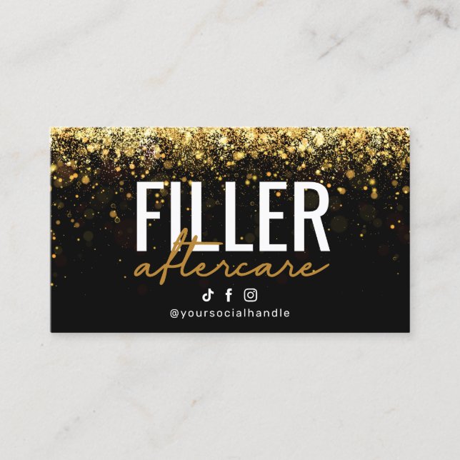 Glitzer Gold Filler Anleitung Aftercare Card Visitenkarte (Vorderseite)