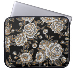 Glitzer Gold Floral: Sparkle Vintag. Laptopschutzhülle