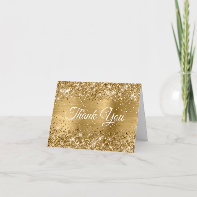 Glitzer Gold Foil Sweet 16 Dankeskarte (Vorderseite)
