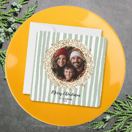 Glitzer Gold Frohe Weihnachtskranz Familienunterne Einladung