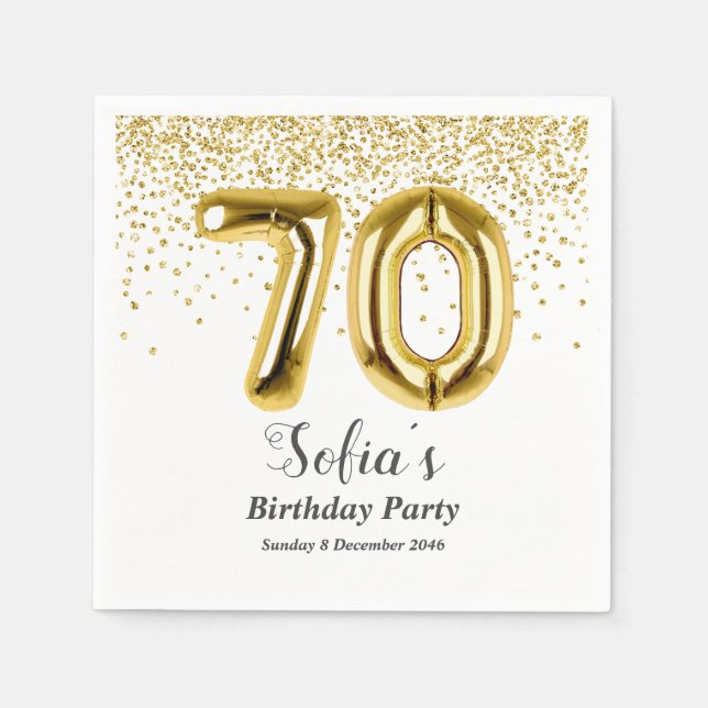 Glitzer Gold , goldenes Funkeln 70. Geburtstag Serviette (Vorderseite)