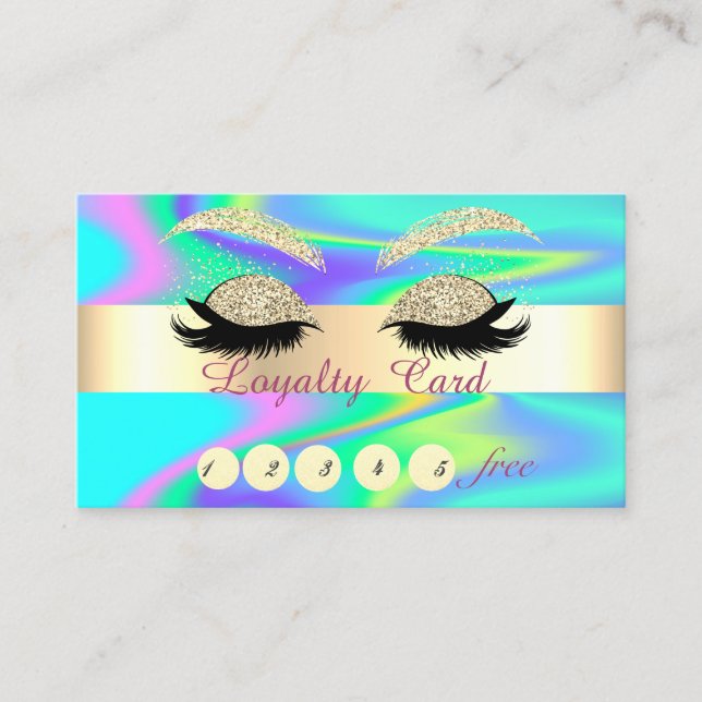 Glitzer Gold Imitate Lashes Holographic Loyalty Ca Treuekarte (Vorderseite)