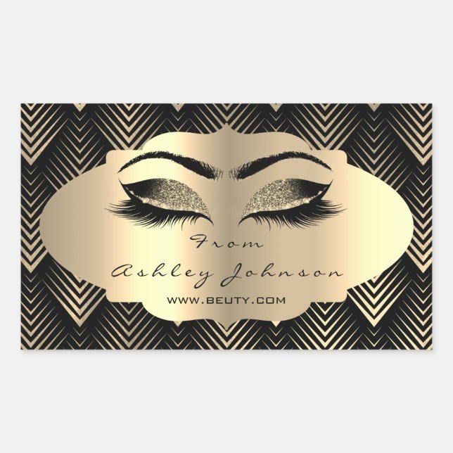 Glitzer Gold Lash Augen von Black Danke Sepia Rechteckiger Aufkleber (Vorderseite)