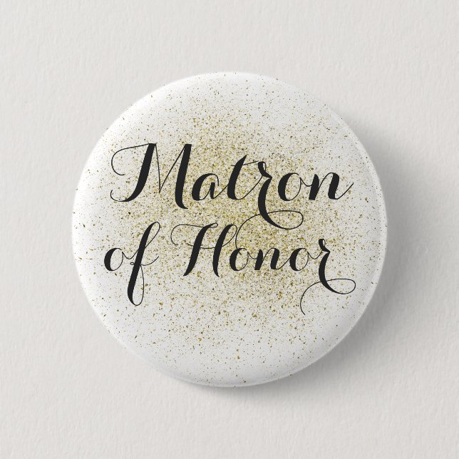 Glitzer Gold Matron of Honor Button (Vorderseite)
