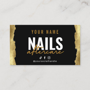 Glitzer Gold Nails Anleitung Aftercare Card Visitenkarte