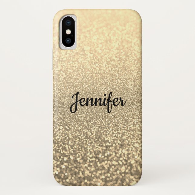 Glitzer, Gold, personalisiert, glänzend, Glitzer,  Case-Mate iPhone Hülle (Rückseite)