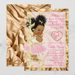 Glitzer Gold & Pink Girl Baby Dusche Ethnisch Einladung