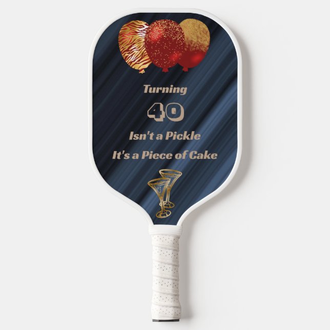 Glitzer Gold Red Balloons & Birthday Zitat Pickleball Schläger (Vorderseite)