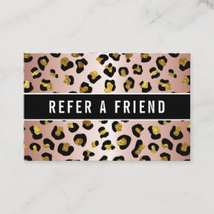 Glitzer Gold Rose Leopard Referenz Kunde Visitenkarte