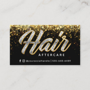 Glitzer Gold Shines Haar Aftercare Card Visitenkarte