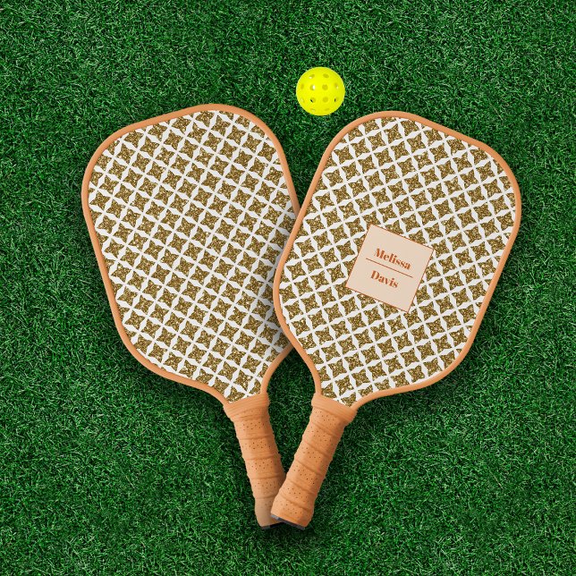 Glitzer Gold Stars Individuelle Name Pickleball Schläger (Von Creator hochgeladen)