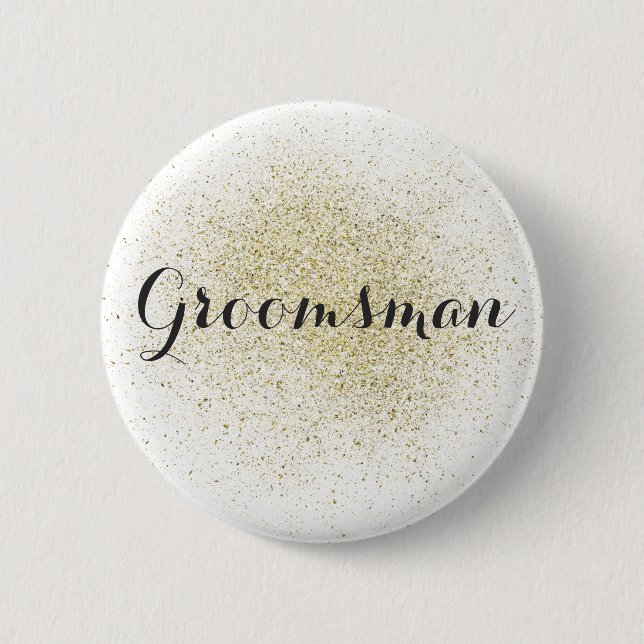 Glitzer Gold Trauzeuge Button (Vorderseite)