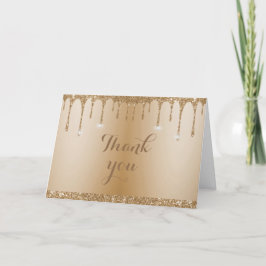 Glitzer Gold Tropfen Champagne Beige Dankeskarte