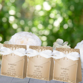 Glitzer Gold Tropfen Champagne Beige Hochzeit Geschenkschachtel