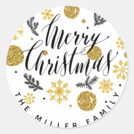 Glitzer Gold und Black Christmas Stickers