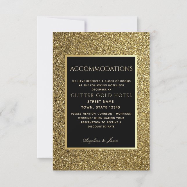 Glitzer Gold und Black Wedding Card (Vorderseite)
