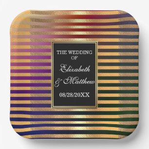 Glitzer Gold und Black Wedding Square Pappteller