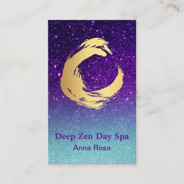 *~* Glitzer Gold Zen Spiral Reiki Meditation Visitenkarte (Vorderseite)