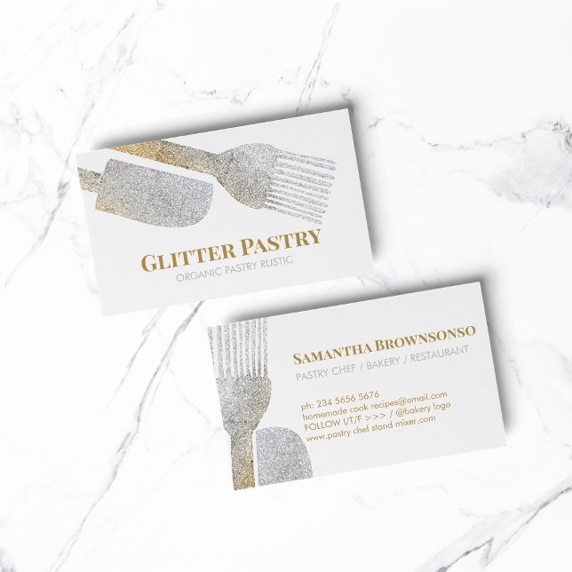 Glitzer Goldcreme Visitenkarte (bakery business  chef)