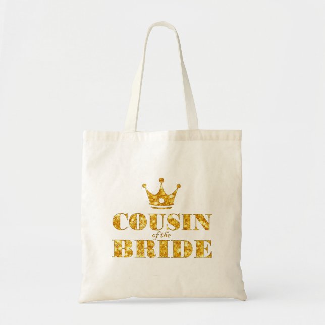 Glitzer-goldener Cousin der Braut Tragetasche (Vorne)