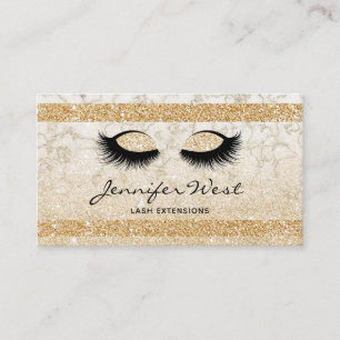 Glitzer-Goldweiße Marmormake-upkünstler Eyelashes Visitenkarte
