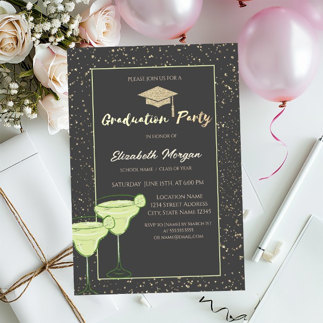Glitzer Grad Cap, Confetti, Martini Einladung (Von Creator hochgeladen)