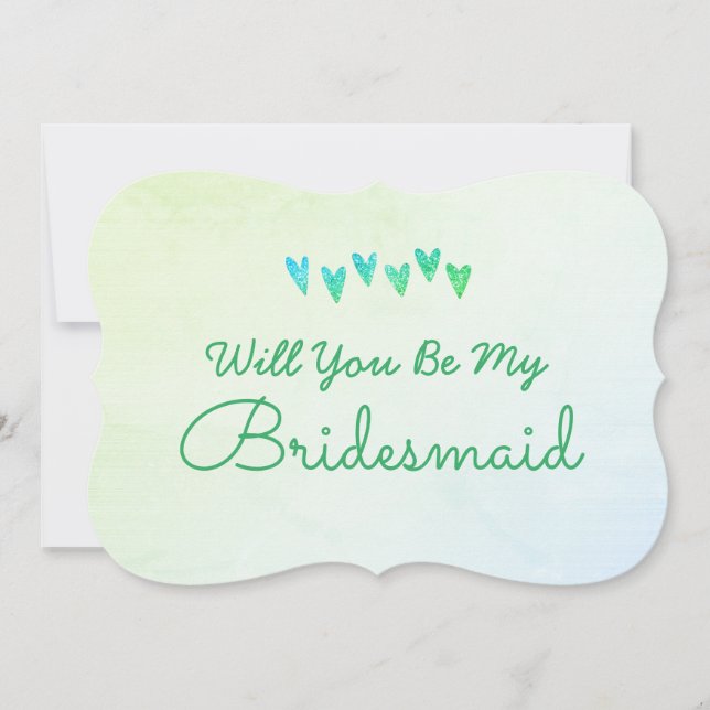 Glitzer Gradation Heart werden Sie meine Bridesmai Einladung (Vorderseite)