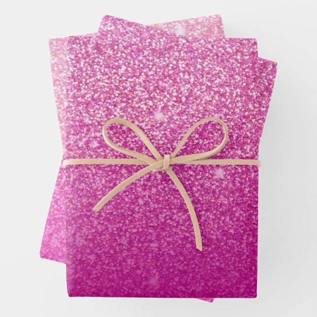 Glitzer Gradient Pink Geschenkpapier Set (Beispiel)